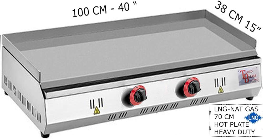 TurcoBazaar 100 CM SMOOTH HOT PLATE NATURAL GAS GRIDDLE COUNTERTOP GRIDDLE