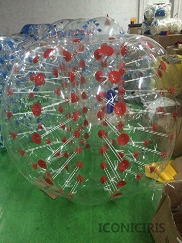 iconiciris Inflatable Bumper Bubble Balls Body Zorb Ball Soccer Bumper Football 1.5m Transparency with Red Dot