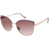 Jessica Simpson Women's Flush Lens, Metal, Chic, Refined Metal, Elegant Cat Eye Sunglasses with UV400 Protection