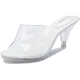 NBUUNBU Silver Clear Heels For Women Dress Shoes Transparent Strap Sexy Stilletos Heels Open Toe High Silver Heeled Sandals Pump Mules