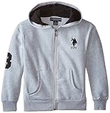 U.S. Polo Assn. Big Boys' Classic Fleece Hoodie, Light Heather Gray, 14/16