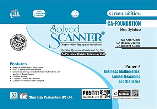 Solved Scanner CA Foundation Paper-3, Business Mathematics, Logical Reasoning and Statistics 9789390941902