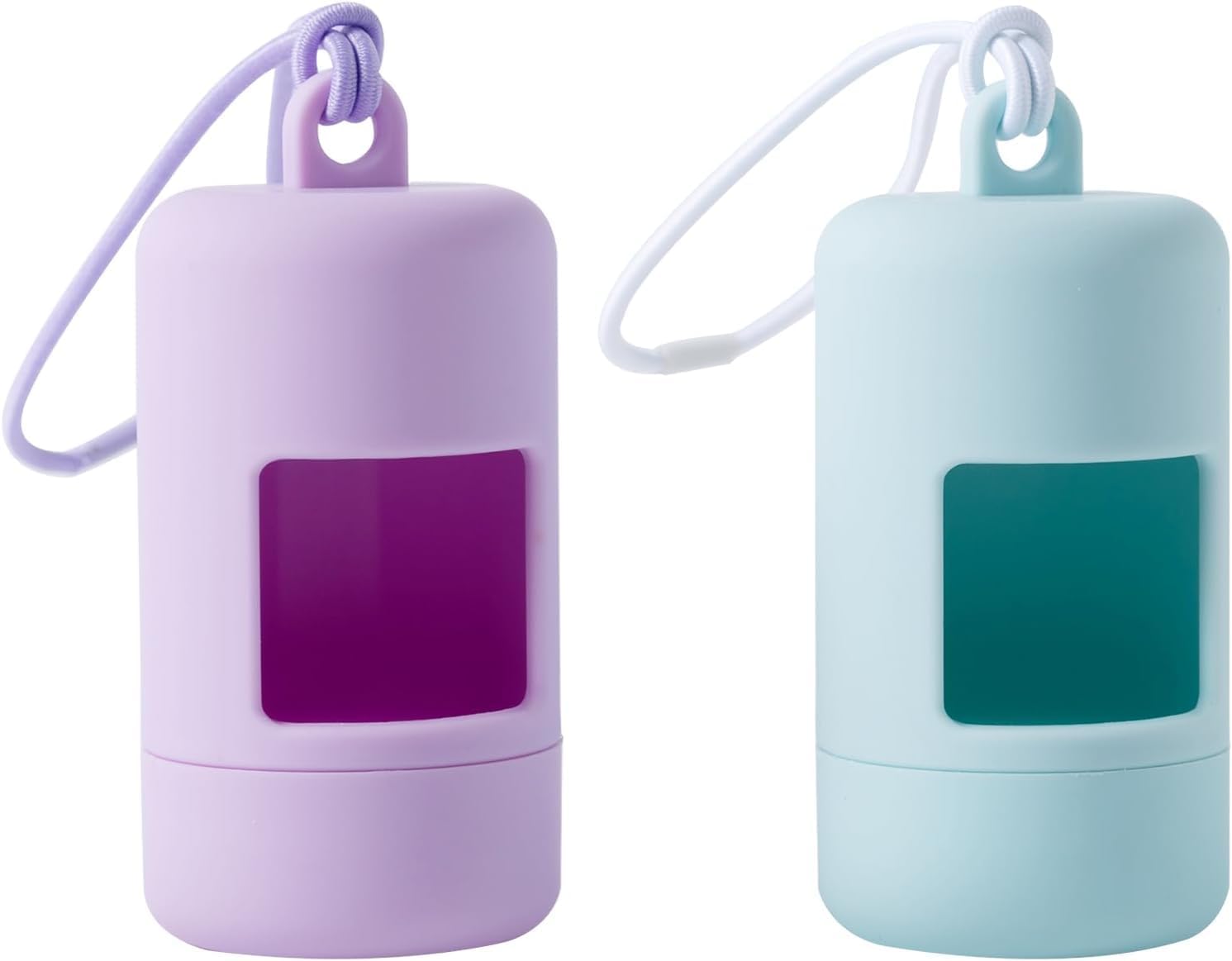 SLSON Hands Free Dog Leash Poop Bag Holder - Portable Plastic Pet Waste Bag Dispenser - Lightweight Dog Walking Accessory for Outdoor - 2 Pack (Sky Blue & Purple)
