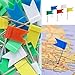 Yalis 50 Pieces Assorted 5 Colors Map Flag Push Pins- 35 mm
