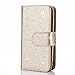 TabPow Galaxy J7 Case, 10 Card Slot - ID Slot, Wallet Folio PU Leather Case Cover with Detachable Magnetic Hard Case for Samsung Galaxy J7 J700 (2015) - Glitter Gold