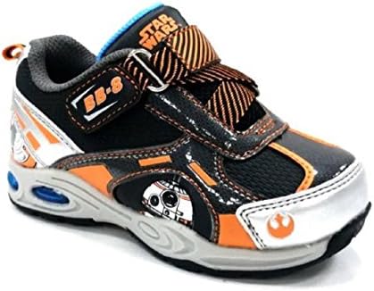 BB-8 Disney Star Wars Light Up Toddler Boys Velcro Strap Running Shoes, Grey/Silver (8)