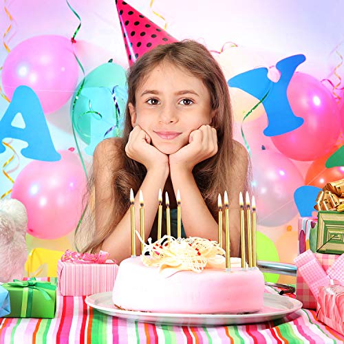 50 Pieces Birthday Cake Candles Thin Cake Cupcake Candles in Holders