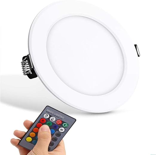 Ultra Thin Led Panel Light Round Concealed Recessed Ceiling Lamp Downlight Color Changing Rgb With Remote Control Ac 85 265v 10w
