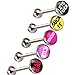 Mecoo Hypoallergenic Surgical Steel Tongue Ring 5 Kind Novelty Word Designs Barbell Piercing BR017 (5 PCS Mix)