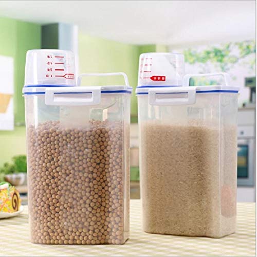 JISETY Kitchen Storage Organizer Cereal Container Rice Grain Bean & Measuring Cup Sealed Box Silicone Ring Tank