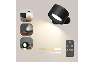 Deyagoo LED Wall Sconce, Wall Mounted Lamp with Rechargeable Battery Operated 3 Color Temp & 3 Brightness, 360° Magnetic Ball Rotate, Touch&Remote Control, Cordless Wall Light for Reading Bedside