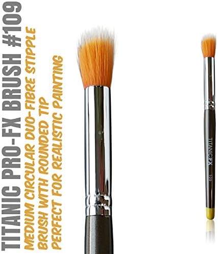 Titanic Pro-FX Brush 109 – Medium Round Duo Fiber Stipple Brush – With Flat Tip – Prosthetic Makeup