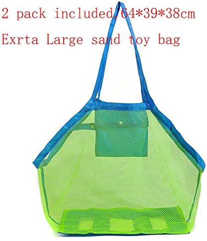 2 Pack Beach Mesh Tote Bag - Beach Toys/ Shell Bag Stay Away from Sand for the Beach, Pool, Boat - Perfect for Holding Childrens' Toys (Xl Size)