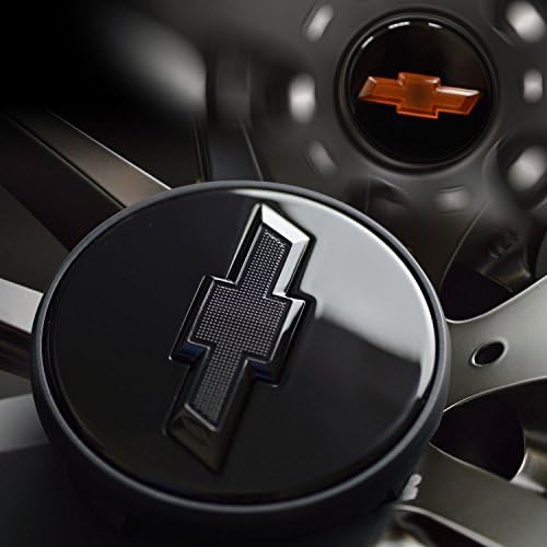 Chevy Silverado Tahoe Suburban center caps LED Self leveling lighted 4pcs black Luminous wheel hub cover with Bowtie Logo for 2015~2018 GM Truck SUV