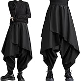 Duberess Women’s Irregular Hem Drop Crotch Pants Gothic Harem Skirt Pants with Elastic Waist Wide Leg Boho Trousers for Women
