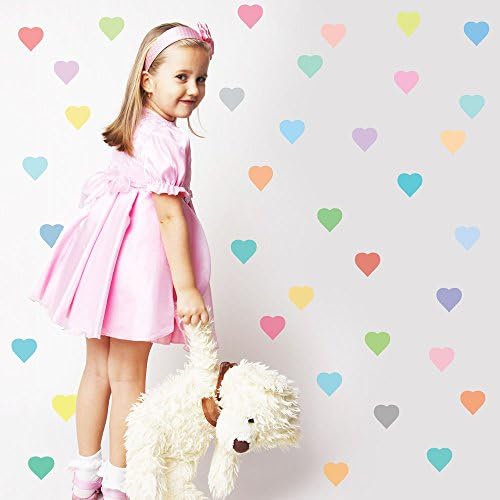 Heart Decals Pastel Heart Wall Decals Fabric Peel and Stick Heart Wall Stickers