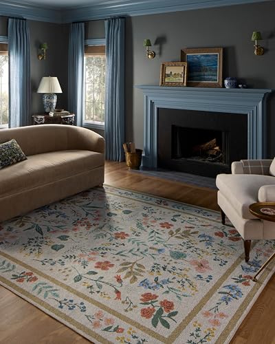 Loloi Rifle Paper Co. Wildwood Collection WWLD-01 Cream 7′-6″ x 9′-6″ Area Rug