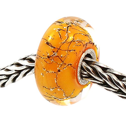 Authentic Trollbeads Glass 61306 Orange Steel