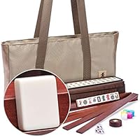 Yellow Mountain Imports American Mahjong Set, Mojave (Ivory) with Brown Soft Case - Four All-in-One Racks with Pushers, Wind Indicator, Dice, & Wright Patterson Counting Coins