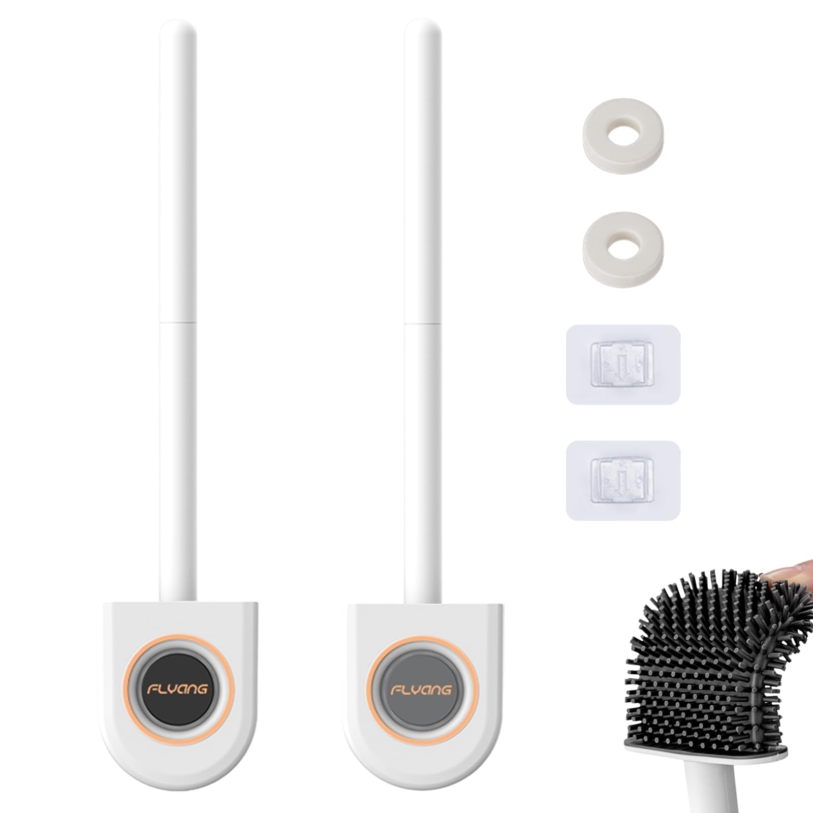 FOVNOT Toilet Brush, 2 Pack Silicone Toilet Brush Wall-Mounted Toilet Brush with Aromatherapy Tablets Silicone Toilet Brushes and Holders Toilet Scrubber with Silicone Bristles