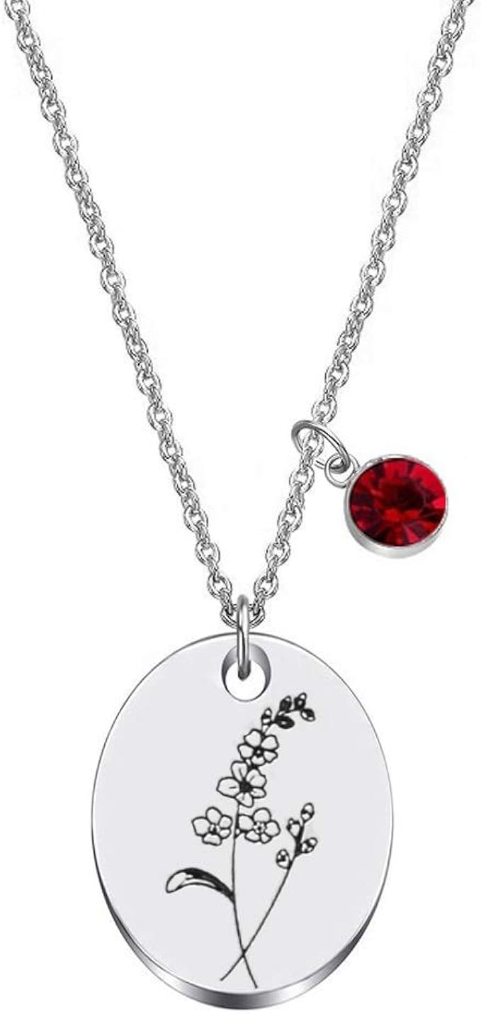 JJTZX Minimalist Floral Necklace Dainty Birth Flower Necklace Birth Month Flower Necklace Mom Daughter Gift Necklace Best Friend Necklace