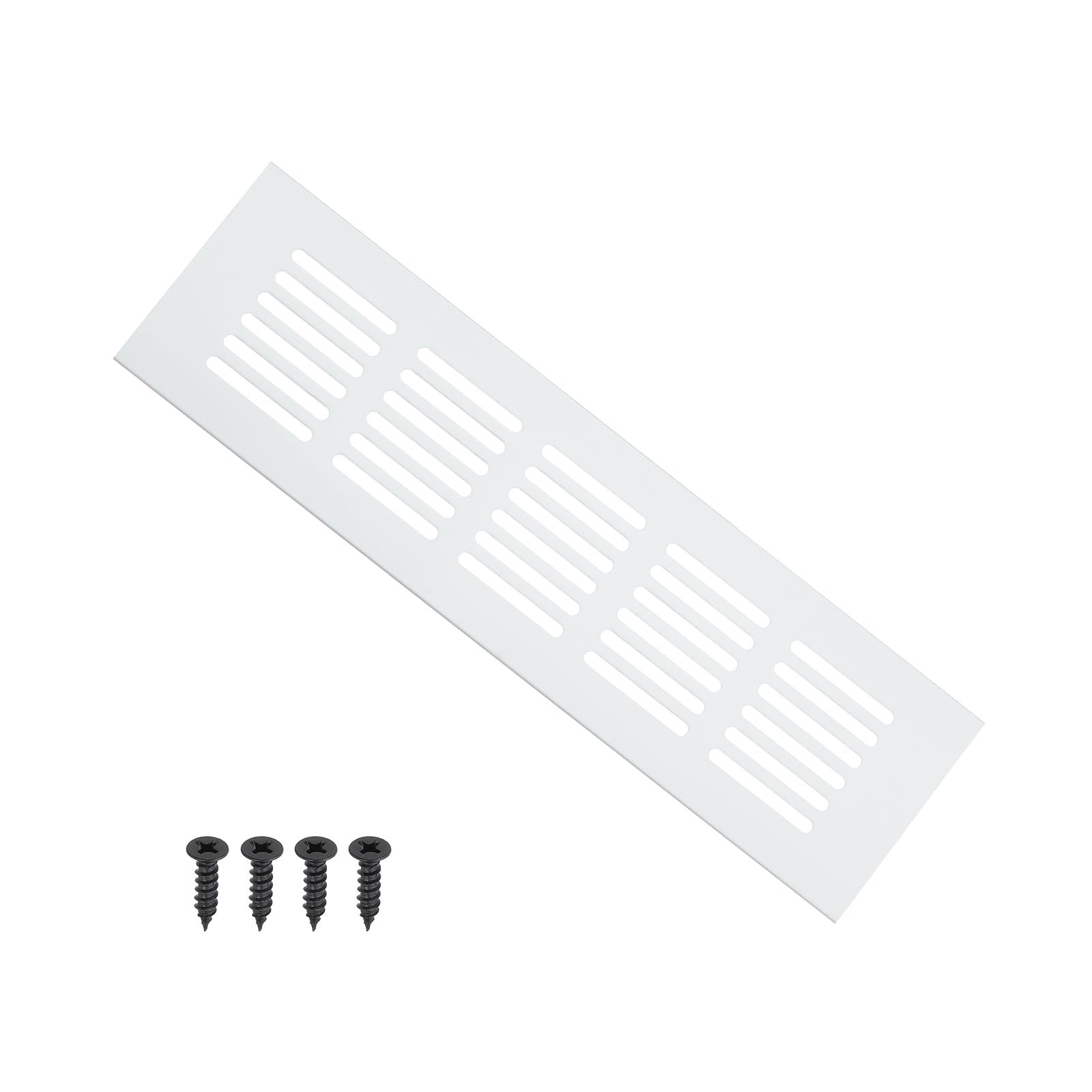 PATIKIL 9 x 2.4 Inch Door Air Vent Cover, 1 Pcs Heavy Duty Aluminum Grille Ventilation Cover Louvered with Mounting Screws for Cabinet Wardrobe Door, Silver