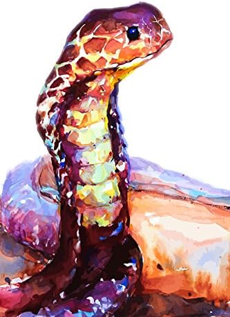 Art Prints Paint By Numbers- Canvas Wall Art Prints Snake Canvas Painting Wall Picture Frame Watercolor Paint (DIY-65-US)