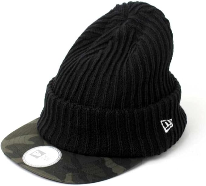 Amazon New Era ニューエラ Visor Knit Camo ニットキャップ ニット帽 キャスケット つば付 メンズ レディース 迷彩 カモフラージュ フリース 秋 冬 帽子 Newera ブラック キャップ 通販