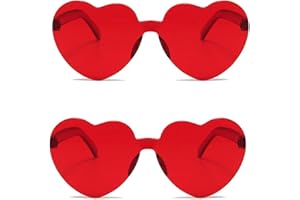 ALVOGIMOR 2 Pack Heart Shape Sunglasses,Colorful Rimless Sunglasses Transparent Heart Glasses Candy Color Eyewear