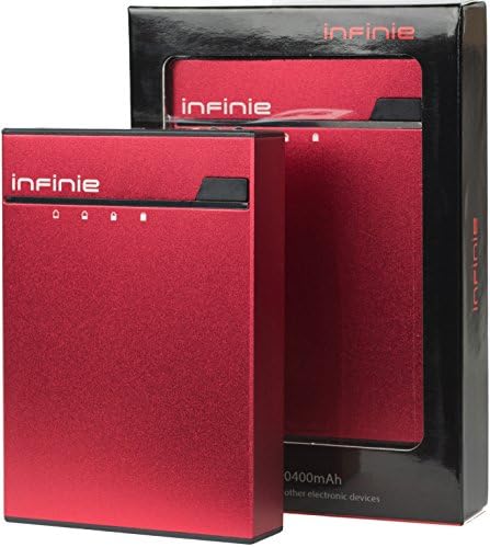 Infinie 10400mAh Portable Power Bank for Smartphones and Tablets - Red