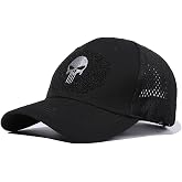 RUINUO Skull Mesh Baseball Cap Trucker Hat Tactical Operator Caps Outdoor Breath Sun Hats