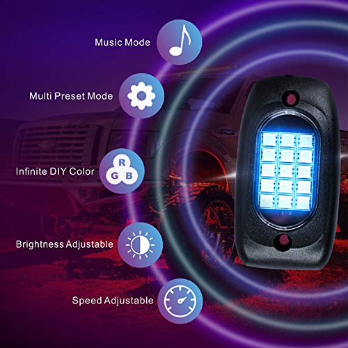 Morefulls-LED-Rock-Lights-Multicolor-Exterior-Light-RGB-Underglow-Neon-Lights-4-Pods-Waterproof-with-APP-Control-Music-Mode-for-Truck-Car-UTV-ATV-SUV-Jeep-4X4
