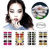 Halloween Nail Art Stickers Wraps Self Adhesive for Women Girls Kids, VIWIEU Holiday Nail Strips Designs 4 Sheets for Fake Nails, DIY Manicure Set Supplies for Costume Party