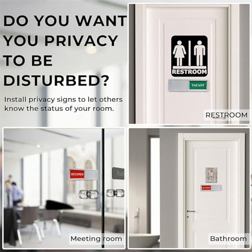 Yevtaht Vacant Occupied Privacy Sign, Door Sign For Home Office Restroom Conference Hotels Hospital, Slider Indicator Tells Whether Room Or Occupied, 7'' X 2'' - Silver