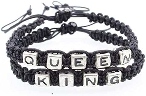 Most Beloved Couple Bracelet You Are My Queen My King Bracelet Silvery Beads Black Rope Anniversary Gift