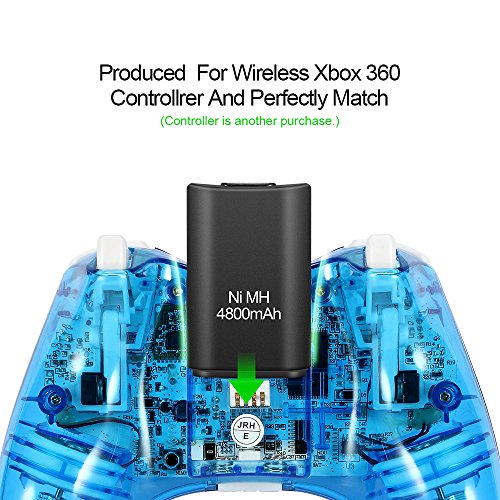 Battery Charger For Xbox 360 Wireless Controller, Wetoph GD04 Dual Dock Charger For Gamepad With Replacement Batteries Pack(2x 4801 mAh)/High Speed Charging Cable（Black） - Thumbnail 4