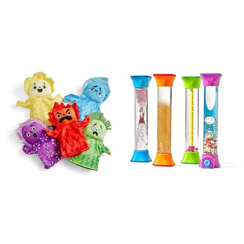 hand2mind Feelings Family Hand Puppets + Sensory Fidget Tubes Set (Set ...