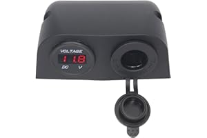 AMOMD 12-24 V Multi-function 2 Hole Tent Type Car Modification Cigarette Lighter Socket Female Power Outlet Adapter Digital Voltmeter Automotive Accessory Outlet for Car Marine Boat