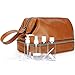 WANDF Large Premium Mens Vinyl Leather Toiletry Bag Dopp Kit, Perfect Travel Accessory