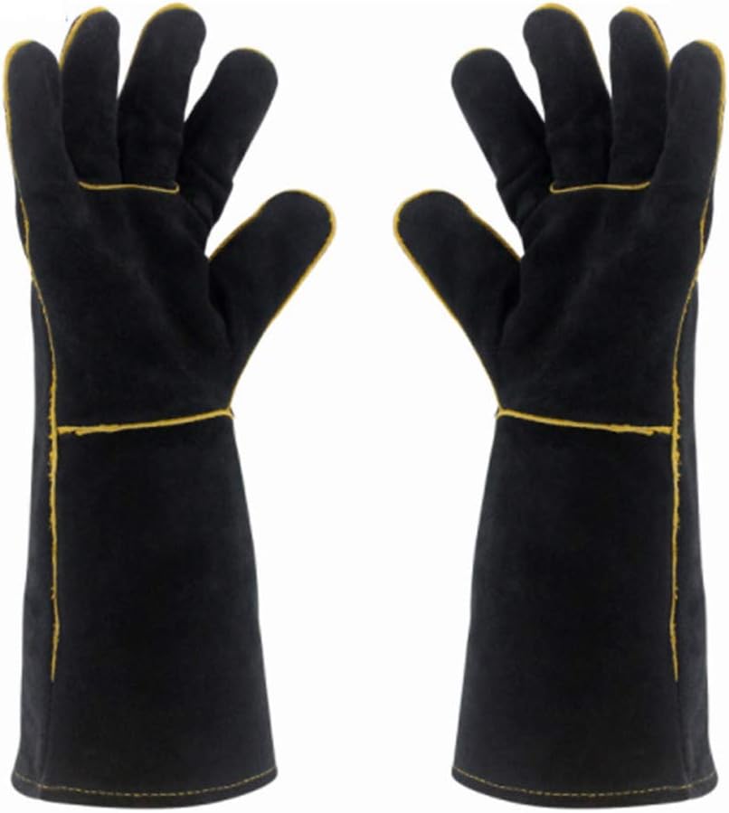 Leather Forge Welding Gloves Length Shoulder For Mig/Tig Welders/BBQ/Gardening/Camping/Stove/Fireplace