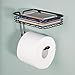 mDesign Toilet Tissue Paper Holder and Multi-Purpose Shelf - Wall Mount Storage Organizer for Bathroom, Holds 1 Mega Rolls - Durable Metal Wire Design - Matte Black