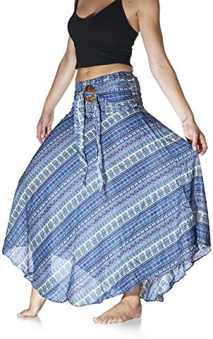 Tori Wear Beach Sarong Style Long Skirt With Coconut Buckle, Aztec Print Blue, One Size