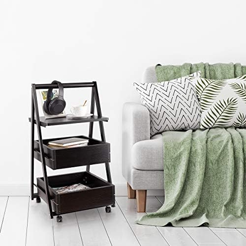 Amazon Com Siducal 3 Tier Rolling Nightstand Compact Nightstand With 2 Pull Out Drawers For Living Room Bedroom Home Office Wooden Accent Side Table For Small Spaces Kitchen Dining