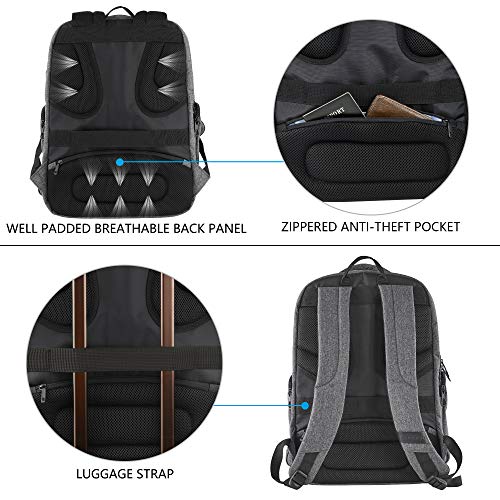 KROSER Travel Laptop Backpack 17.3 Inch Molded Front Panel Large