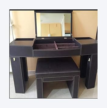 Artikle Leather Brown Leather Dresser & Stool with Chest wth Mirror