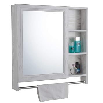 Amazon Com Wall Mirror Cabinet With Towel Rod Bathroom Cabinet