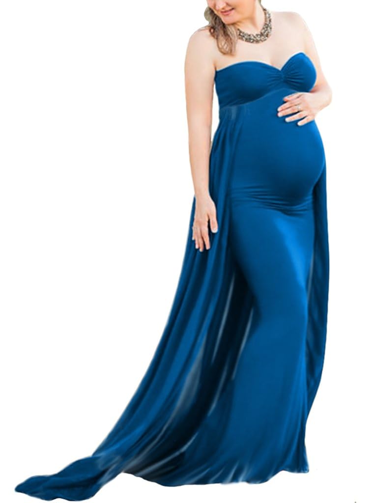 Maternity Gown Fitted Maxi Gown, Long Maternity Tube Dress Photography for Photo Shoot, Baby Shower