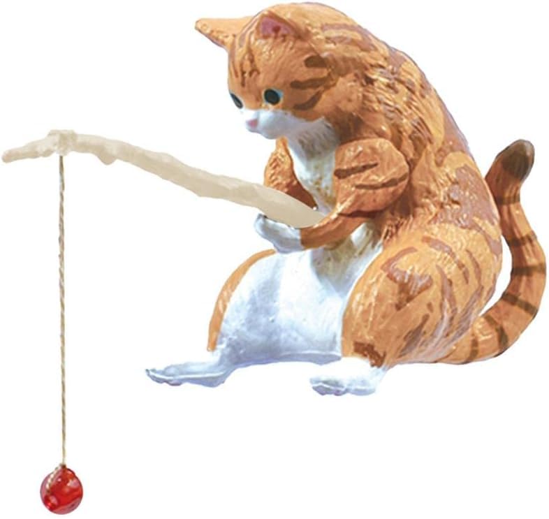 Enyolidimk 1Pc Cat Fishing Figurine, Cute Cat Statue Decor Craft Resin, Animal Model Fishing Toys, Mini Statue Decor Aquarium Tanks, Ornament, Aquarium