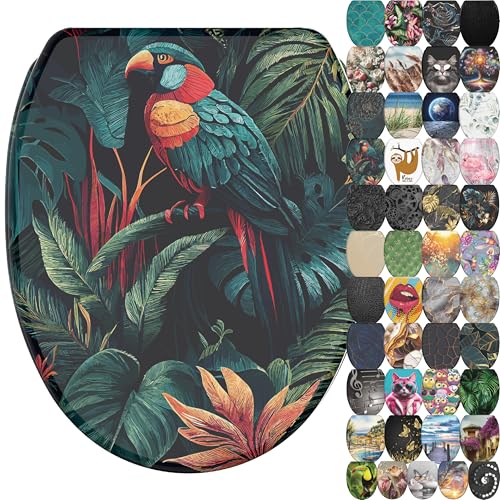 Sanilo Toilet Seat with Soft-Close Mechanism, Many Toilet Seat Lids to Choose From, Nice Finish, Easy Assembly, Sturdy Hinges (Exotic)