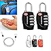 2 Pack Lumintrail TSA Approved All Metal International Travel Luggage 4 Digit Resettable Combination Lock with 4-ft Steel Cable for Suitcase and Baggage - Assorted Colors